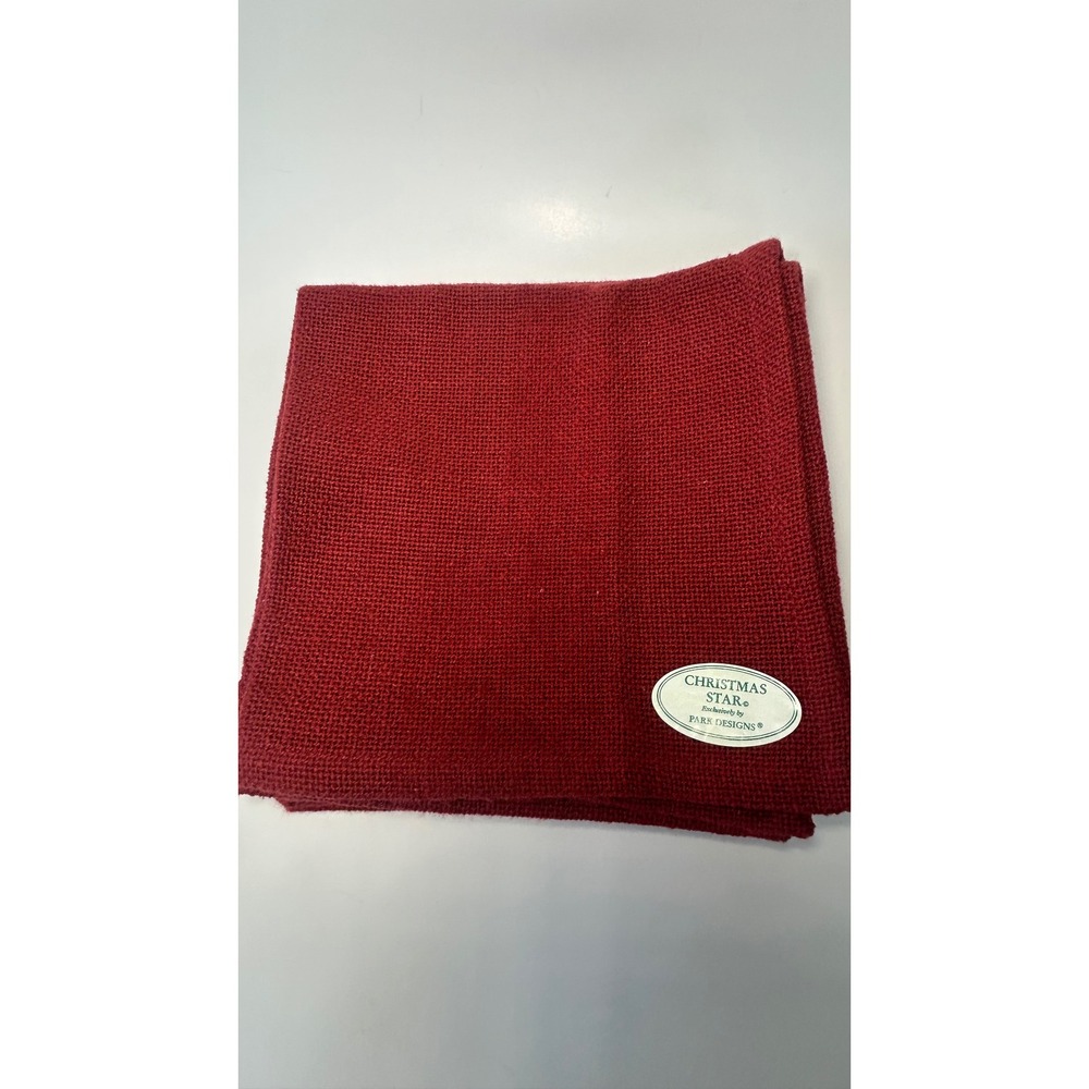 Park Designs Christmas Star Wine Red Cotton Napkins Set 4 Farmhouse Holiday New